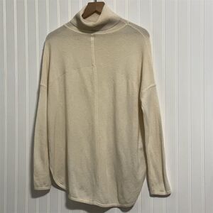 MAGASCHONI 100% CASHMERE Cowl Neck Sweater M Ivory Oversized Tunic Quiet Luxury‎